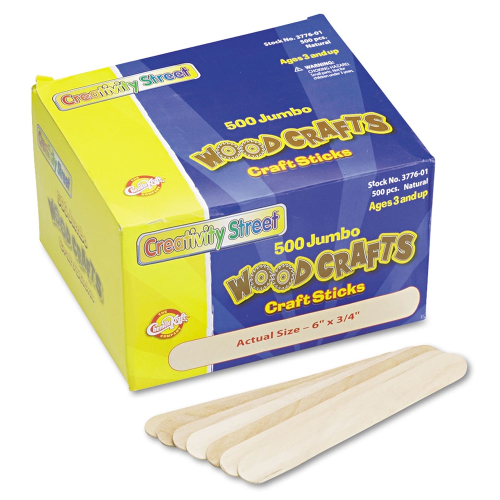 Jumbo Size Natural Wood Craft Sticks 500/Box