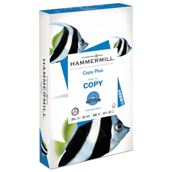 Hammermill® 92 Bright White Copy Plus Print Paper, 20lb, 8.5 x 14, 500 Sheets