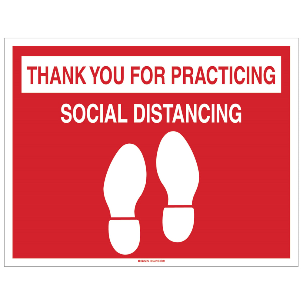 14" x 18" Thank You For Practicing Social Distancing Floor Sign, Red