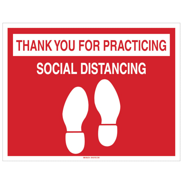 14" x 18" Thank You For Practicing Social Distancing Floor Sign, Red