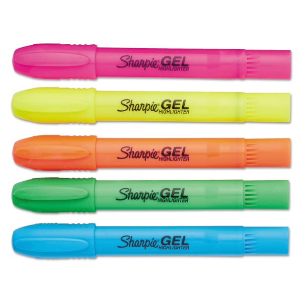 Bullet Tip Assorted Gel Highlighters 5/Pack