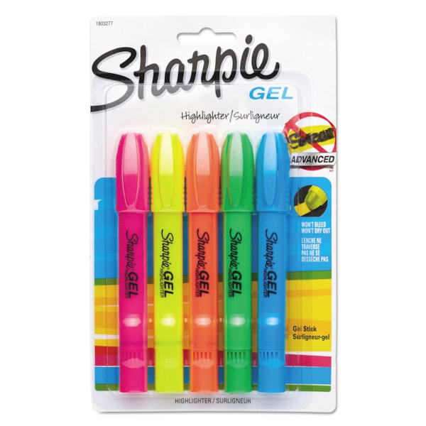 Bullet Tip Assorted Gel Highlighters 5/Pack