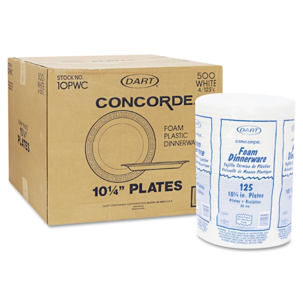 10'' White Concorde Foam Plate 500/Case