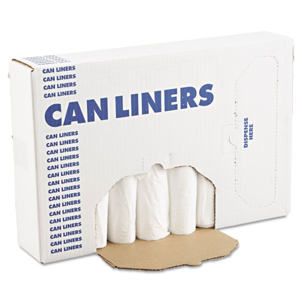 16-Gallon White Low-Density Waste Can Liners 500/Carton