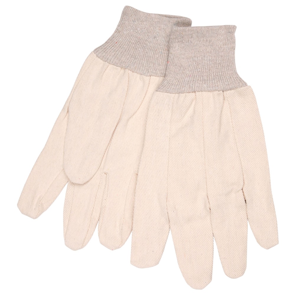 8 oz. Premium White Canvas Gloves w/Clute Pattern Knit Wrist and Straight Thumb