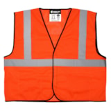 Economy Class 2 Orange Mesh Safety Vest w/2" Silver Reflective Stripes, Hook & Loop Front Closure, 3 Pockets thumbnail 1