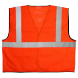 Economy Class 2 Orange Mesh Safety Vest w/2" Silver Reflective Stripes, Hook & Loop Front Closure, 3 Pockets thumbnail 2