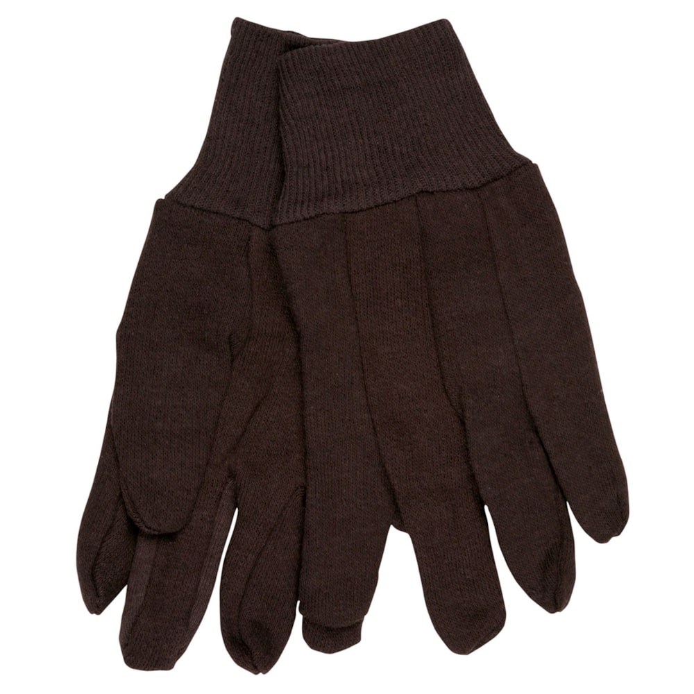 Brown Jersey Gloves Clute Pattern with Knit Wrist Cotton/Polyester Blend