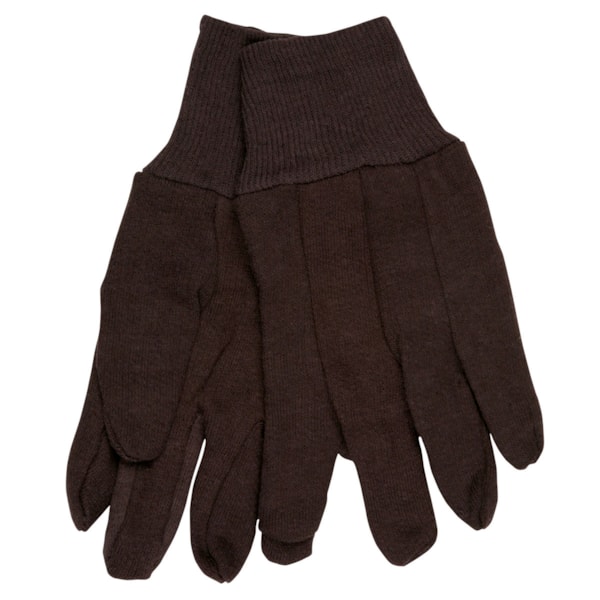 Brown Jersey Gloves Clute Pattern with Knit Wrist Cotton/Polyester Blend