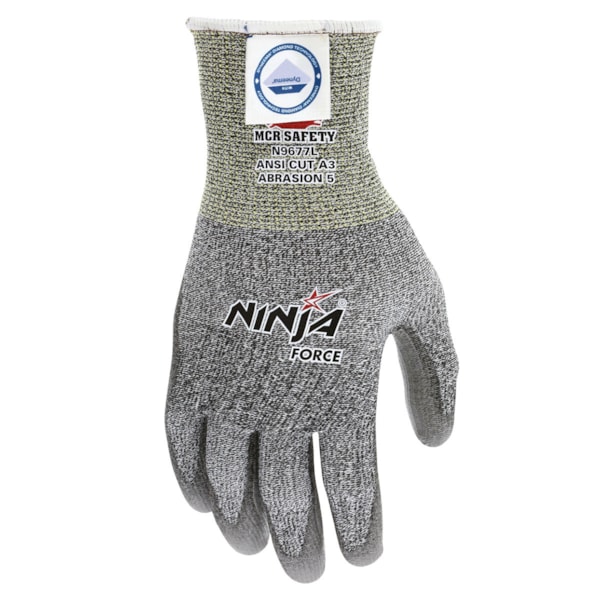 Ninja® Force PU Palm Coated Dyneema® Synthetic Shell ANSI Level A3 Cut Resistant Gloves