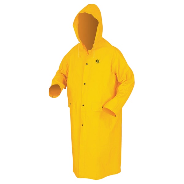 Classic .35mm PVC/Polyester 49" Coat with Snap Front & Detachable Hood