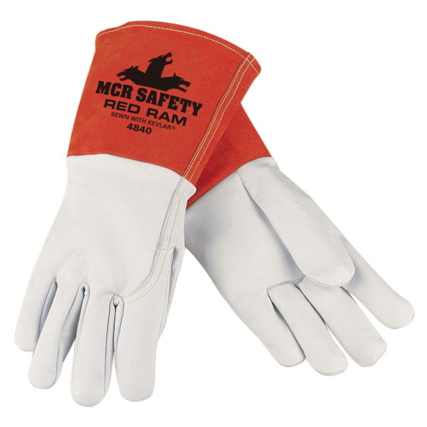 Red Ram® Grain Goatskin Unlined Glove 5" Split Cowhide Cuff Sewn with DuPont™ Kevlar®