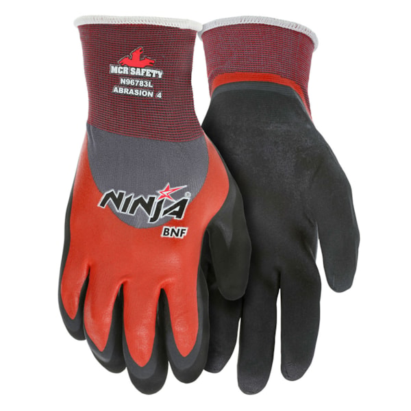 Ninja® 8-Gauge Nylon/Spandex Gloves w/Breathable Nitrile Foam NFT® Coating 1 Coated Palm, Fingertips, and Over the Knuckle