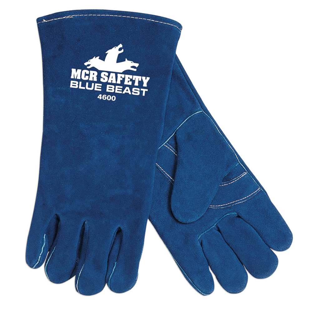 Blue Beast® Blue Side Leather Gloves w/Reinforced Palm Wing Thumb 