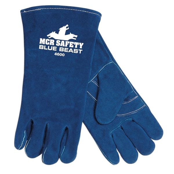 Blue Beast® Blue Side Leather Gloves w/Reinforced Palm Wing Thumb 