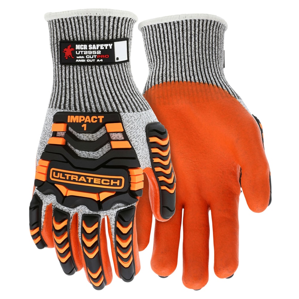 UltraTech® 13-Gauge Cut-Resistant Hi-Vis Mechanics Gloves w/HPPE Nitrile Foam Palm and Fingers