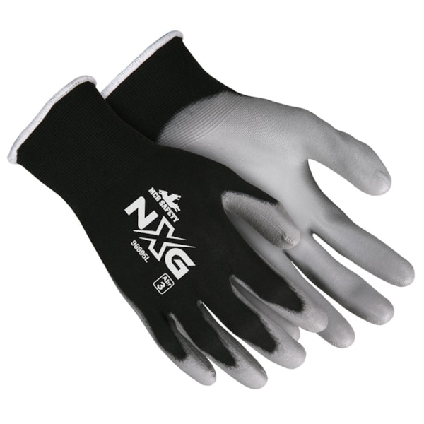 15-Gauge Black Latex-Free Nylon Shell Gray Polyurethane Palm and Fingers