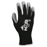 15-Gauge Black Latex-Free Nylon Shell Gray Polyurethane Palm and Fingers thumbnail 2
