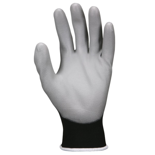15-Gauge Black Latex-Free Nylon Shell Gray Polyurethane Palm and Fingers