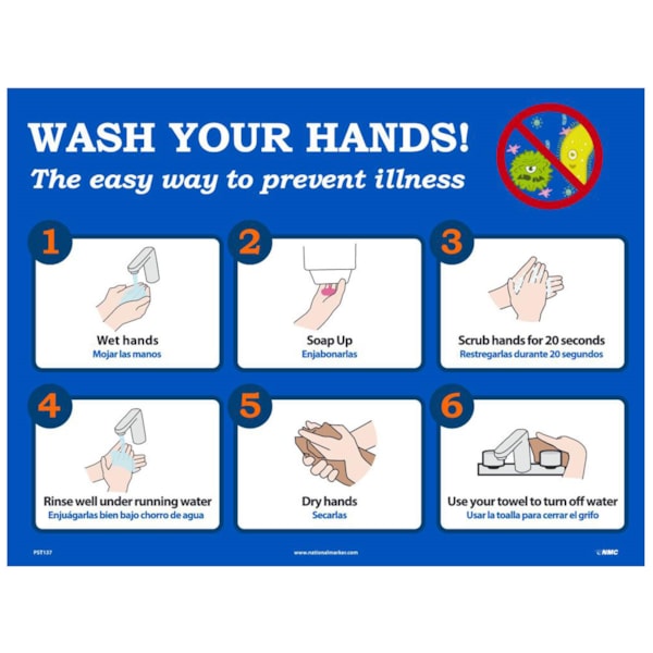 18" x 24" Wash Your Hands Poster, Heavy-Duty Poster Paper