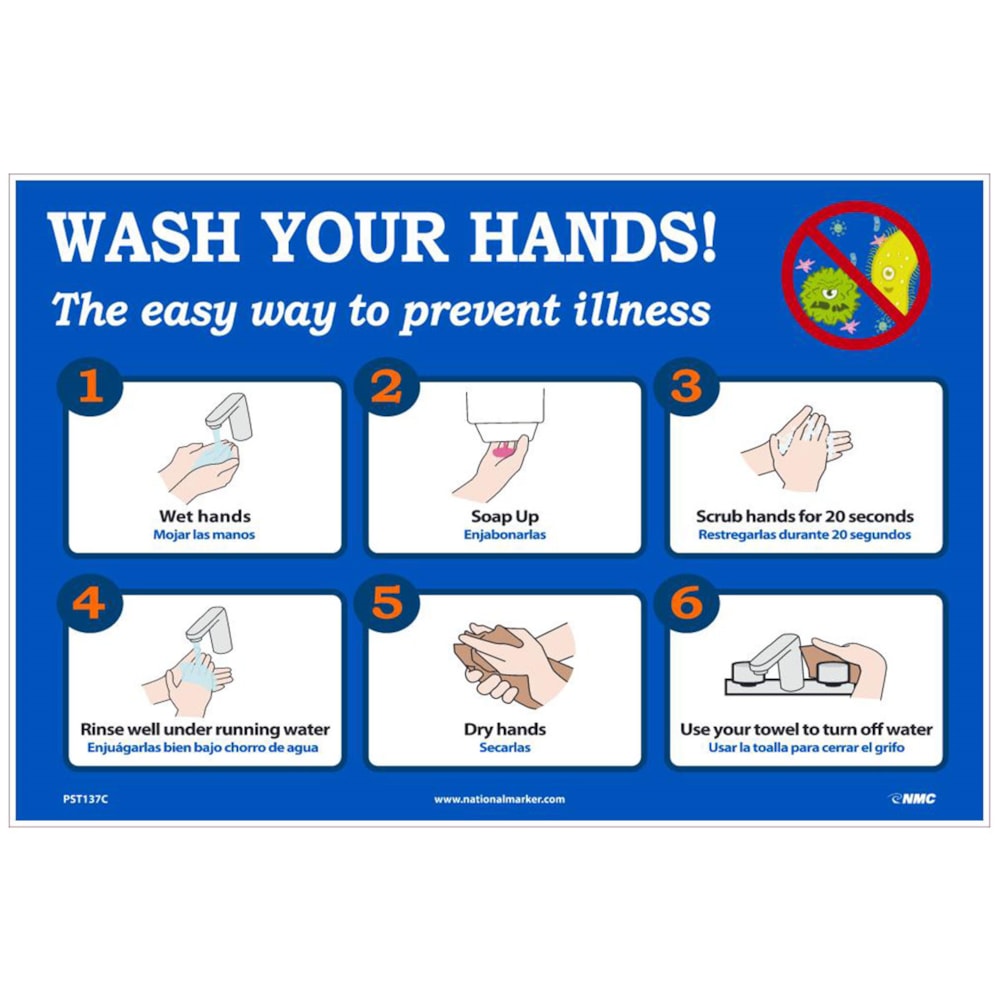 12" x 18" Wash Your Hands Poster, Unrippable Vinyl