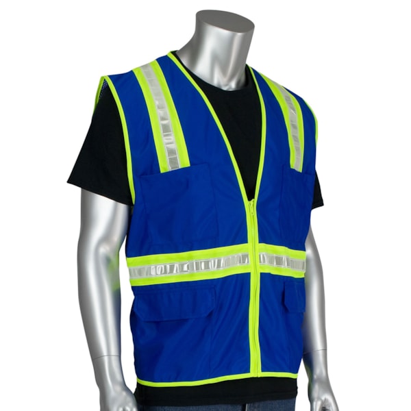  Enhanced Visibility Solid Front Mesh Back Surveyor's Safety Vest