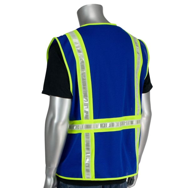  Enhanced Visibility Solid Front Mesh Back Surveyor's Safety Vest