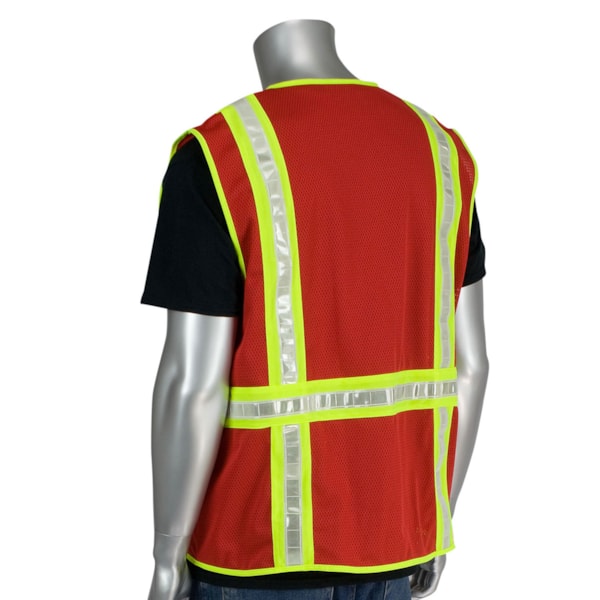  Enhanced Visibility Solid Front Mesh Back Surveyor's Safety Vest