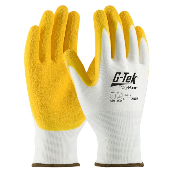 G-Tek® PolyKor® Latex Palm Coated Crinkle Grip Cut Level A2 Cut Resistant Gloves