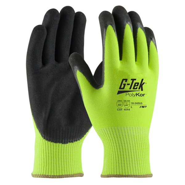 G-Tek® PolyKor® Hi-Vis Double Dipped Nitrile Cut Level A3 Cut Resistant Gloves
