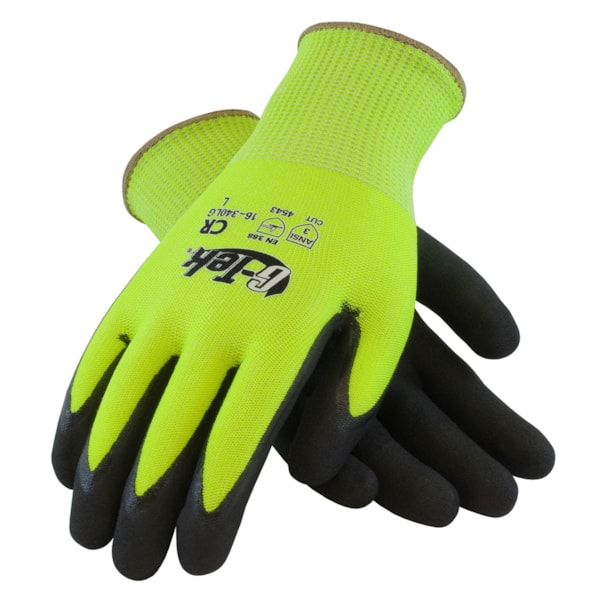 G-Tek® PolyKor® Hi-Vis Double Dipped Nitrile Cut Level A3 Cut Resistant Gloves