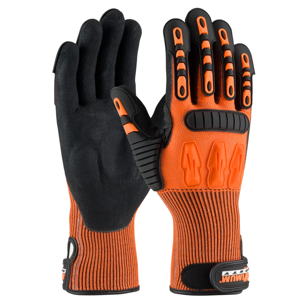 120-5150 High Performance General Purpose Gloves, Mechanic, Grip/Reinforced Style, Nitrile Palm, HPPE/Nitrile, Black/Orange, Resists: Abrasion, Cold, Puncture and Tear