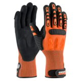 120-5150 High Performance General Purpose Gloves, Mechanic, Grip/Reinforced Style, Nitrile Palm, HPPE/Nitrile, Black/Orange, Resists: Abrasion, Cold, Puncture and Tear thumbnail 1