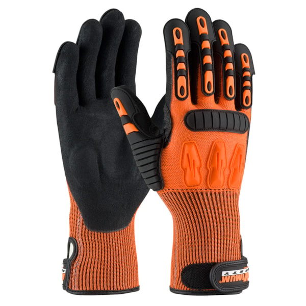 120-5150 High Performance General Purpose Gloves, Mechanic, Grip/Reinforced Style, Nitrile Palm, HPPE/Nitrile, Black/Orange, Resists: Abrasion, Cold, Puncture and Tear