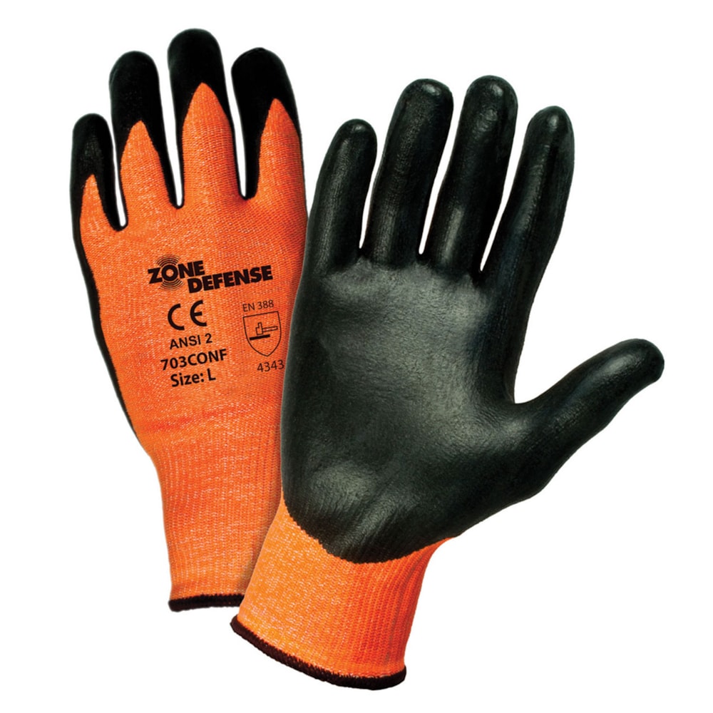  Zone Defense® Hi-Vis Nitrile Foam Palm Coated Seamless Knit HPPE Blended Glove