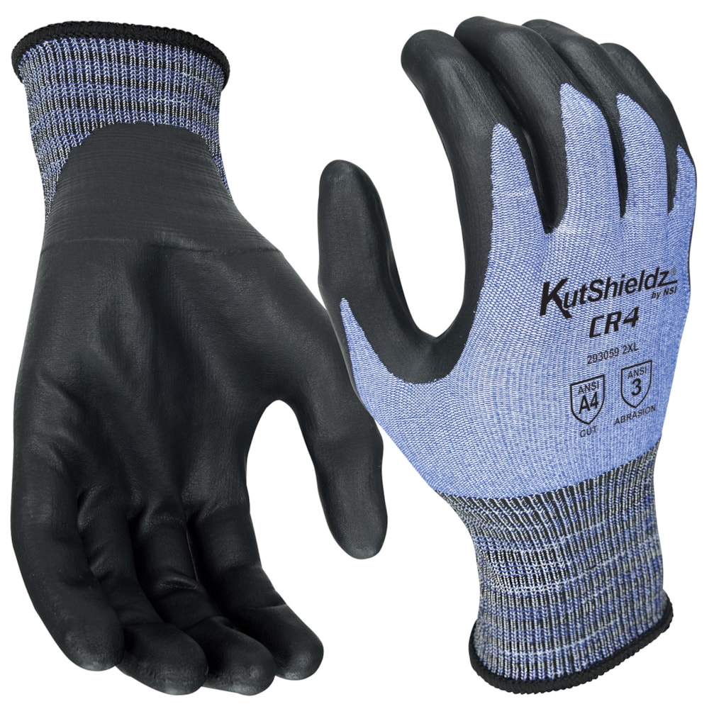 Touchscreen PPU Palm Coated HPPE/Metal Blend Level A4 Cut Resistant Gloves