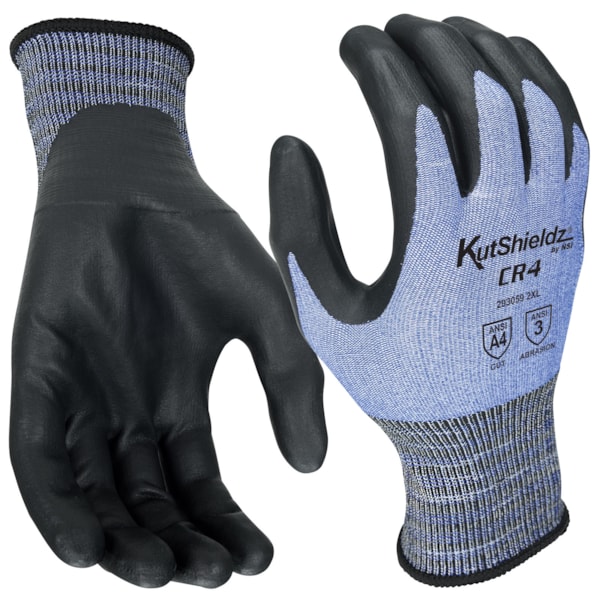 Touchscreen PPU Palm Coated HPPE/Metal Blend Level A4 Cut Resistant Gloves