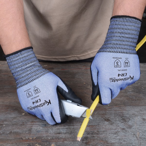 Touchscreen PPU Palm Coated HPPE/Metal Blend Level A4 Cut Resistant Gloves