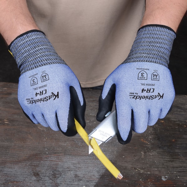 Touchscreen PPU Palm Coated HPPE/Metal Blend Level A4 Cut Resistant Gloves