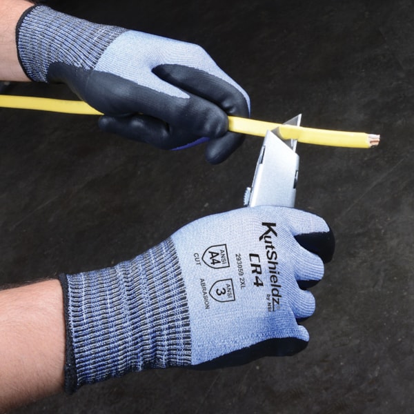 Touchscreen PPU Palm Coated HPPE/Metal Blend Level A4 Cut Resistant Gloves