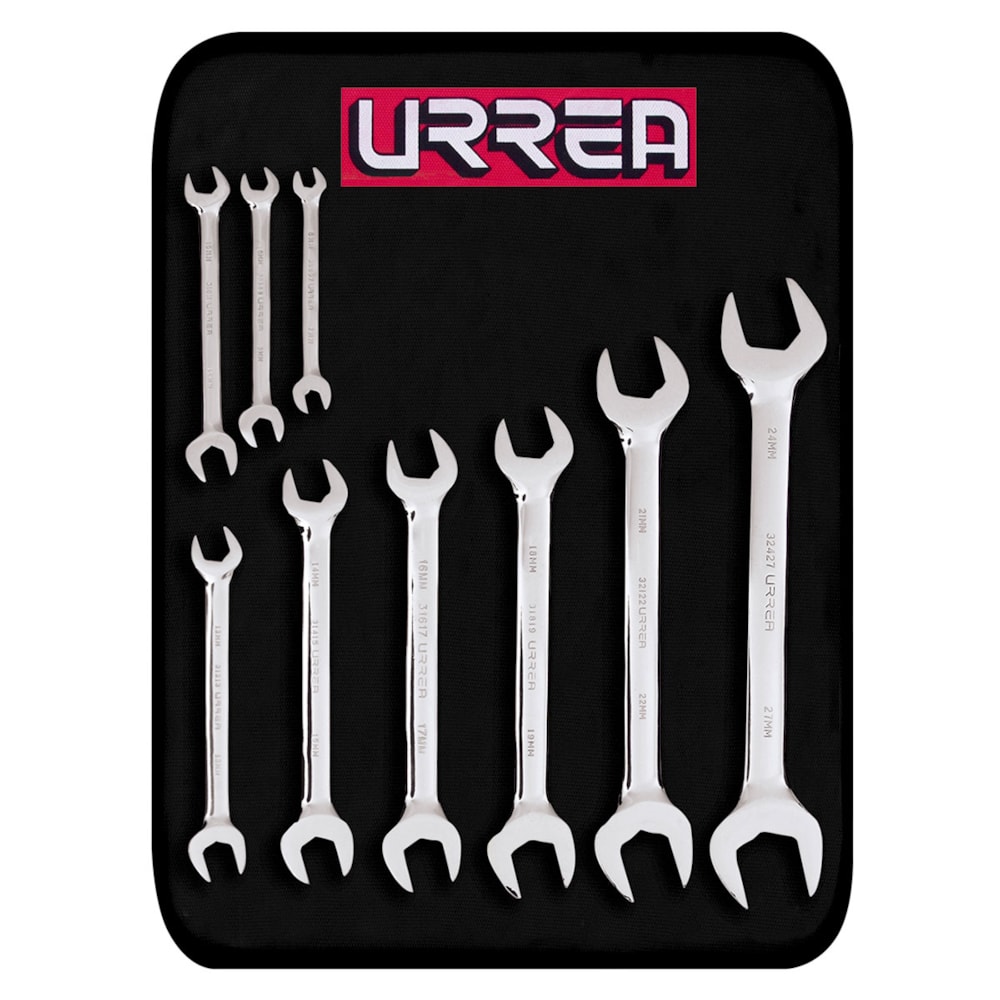Full Polished Open-End 9-Piece Metric Wrench Set