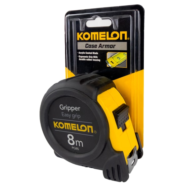 8m x 25mm Gripper™ Yellow Case & Black Jacket Metric Tape Measure