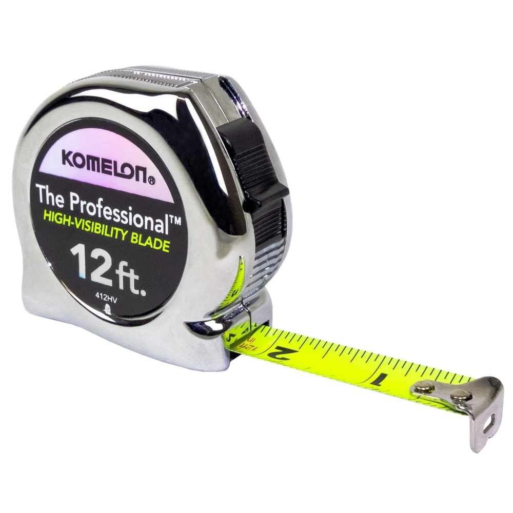 12' x 5/8" The Professional™ Chrome Case & Hi-Vis Blade Tape Measure