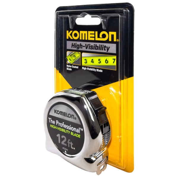 12' x 5/8" The Professional™ Chrome Case & Hi-Vis Blade Tape Measure