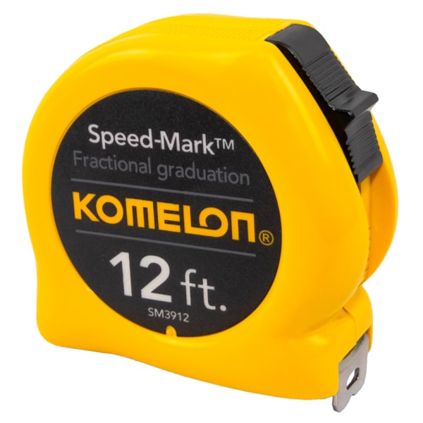12' x 5/8" Speed-Mark™ Yellow Case & Fractional Steel Tape Measure