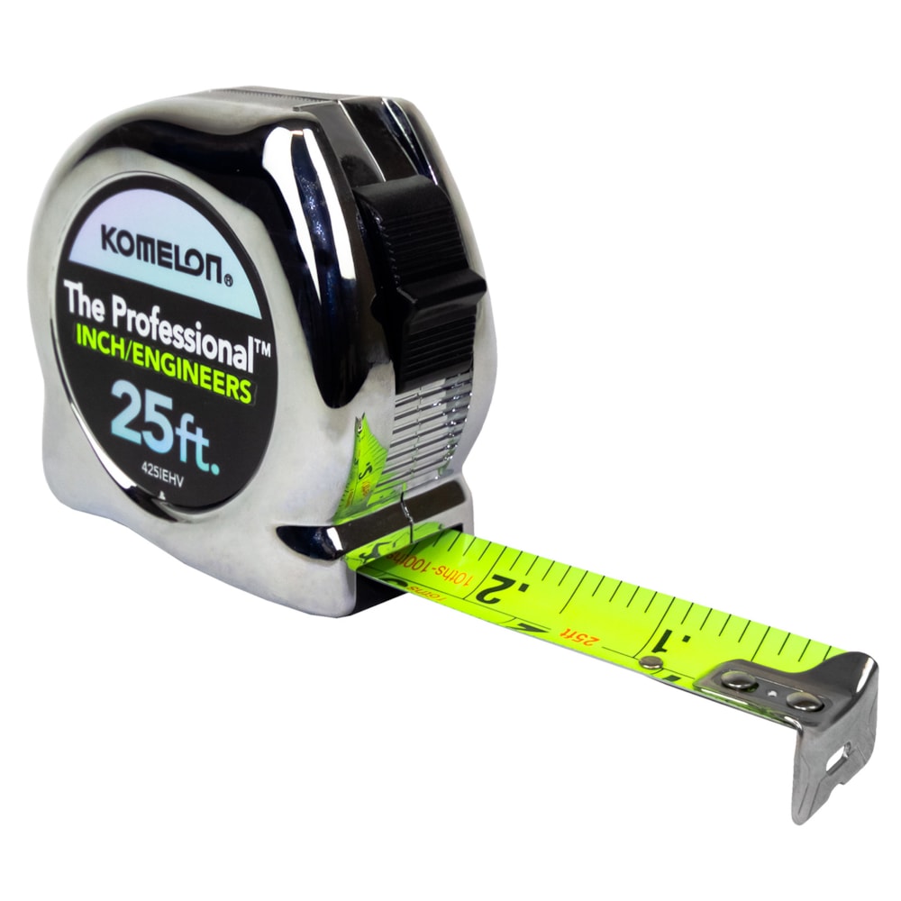 25' x 1" The Professional™ Chrome Case & Hi-Vis Inch & Engineer Blade Tape Measure