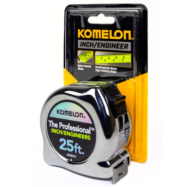 25' x 1" The Professional™ Chrome Case & Hi-Vis Inch & Engineer Blade Tape Measure