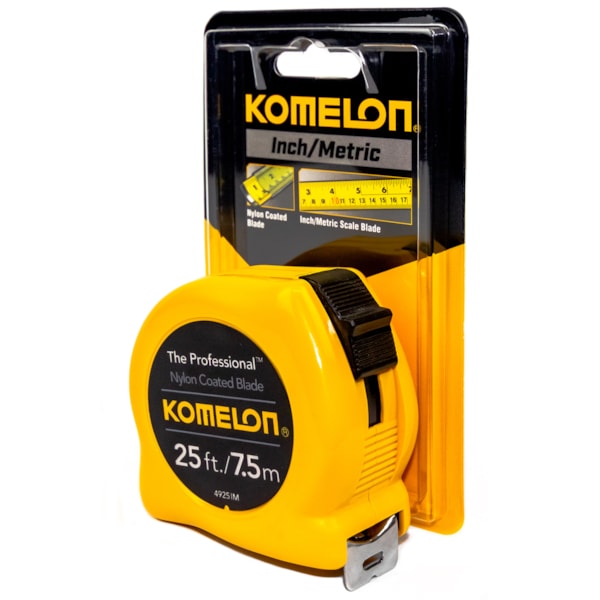 25' & 7.5m x 1" The Professional™ Yellow Case & Inch Metric Steel Blade Tape Measure
