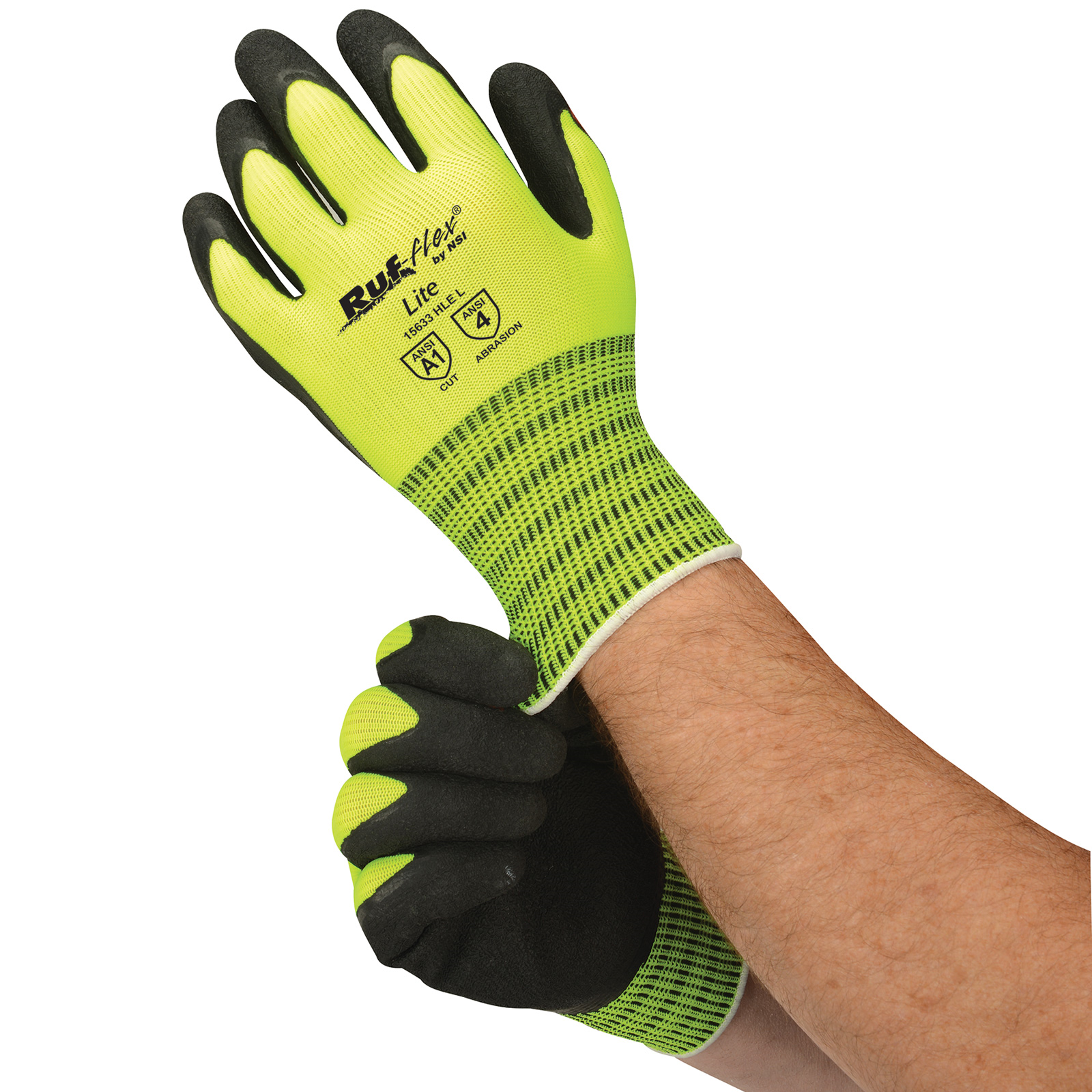 NSI Ruf-flex® Lite Hi-Vis Latex Palm Coated String Knit Gloves