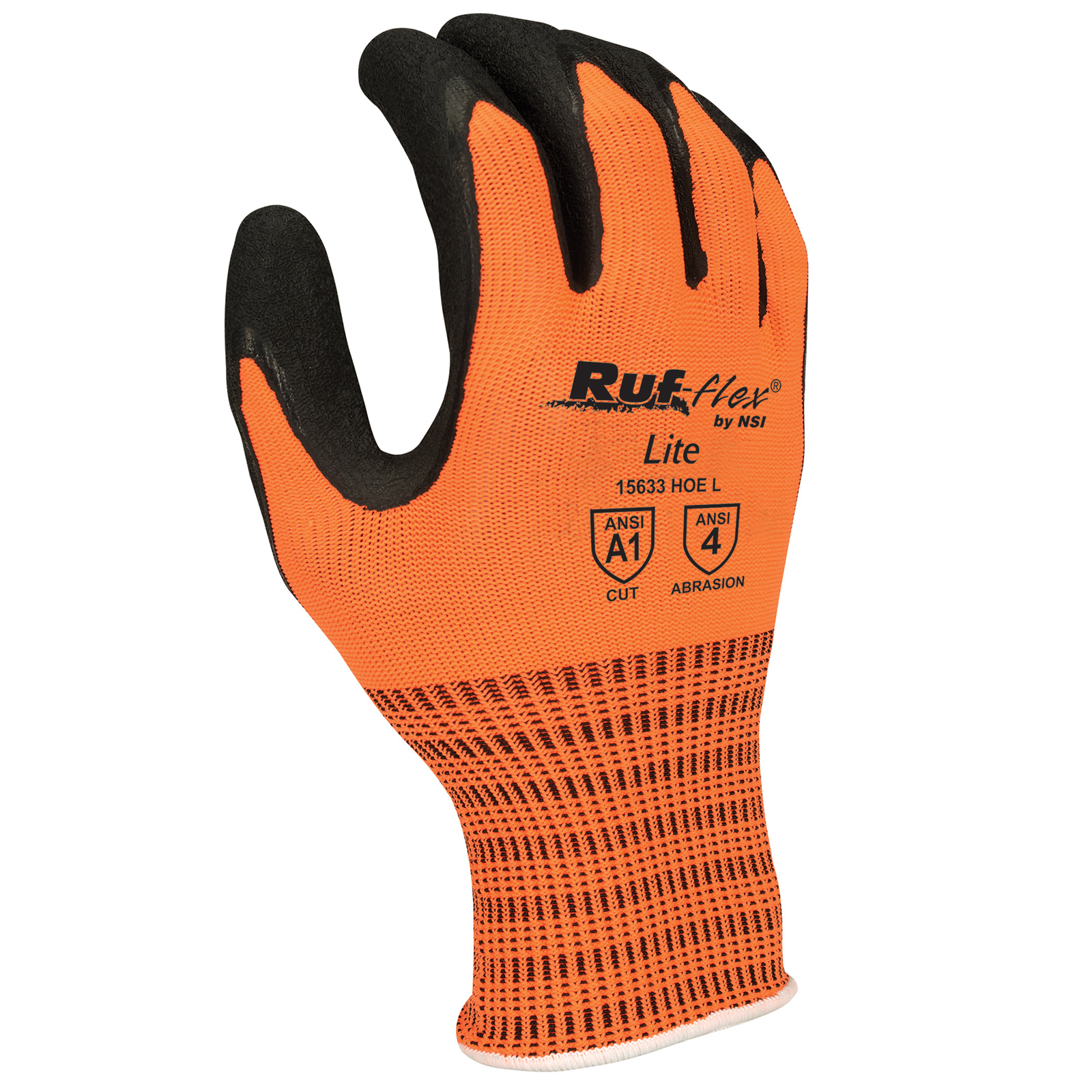 NSI Ruf-flex® Lite Hi-Vis Latex Palm Coated String Knit Gloves